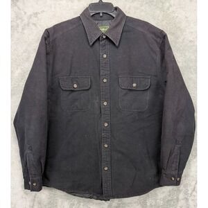 VTG Eddie Bauer Men's Shacket Sz L Black Quilt Lined Workwear Shirt Jacket
